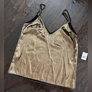 FRAME Women’s Gold Velvet V-neck blouse